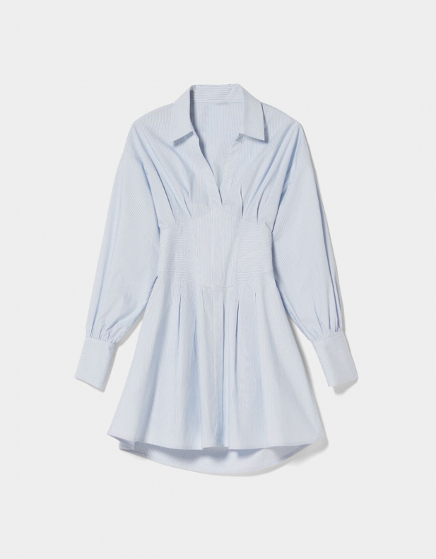 Minihemdkleid aus Popelin mit Corsage-Detail