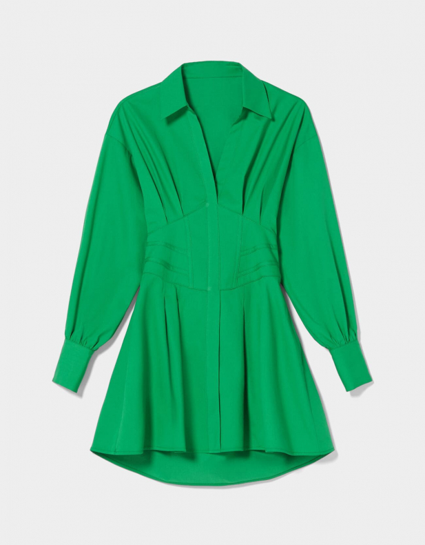 Minihemdkleid aus Popelin mit Corsage-Detail