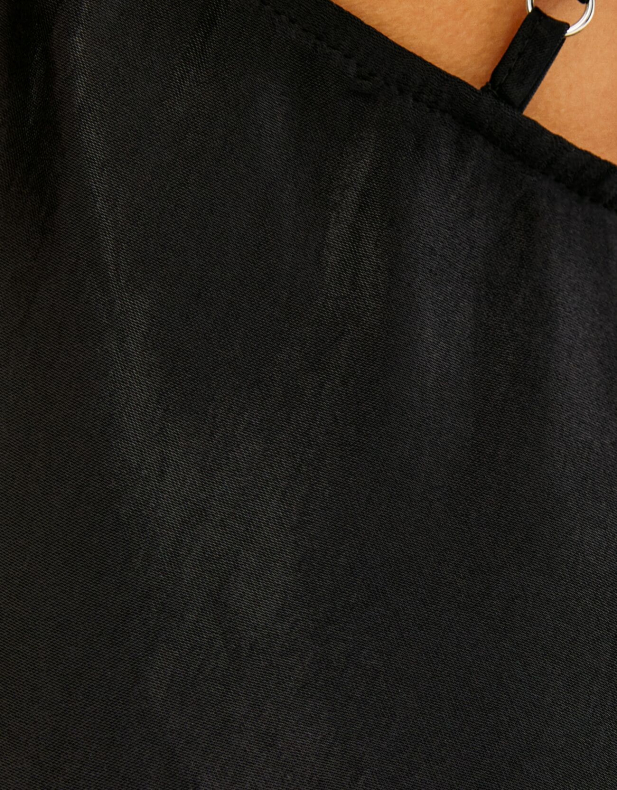 Satiniertes Midikleid mit Tr?gern und Strass