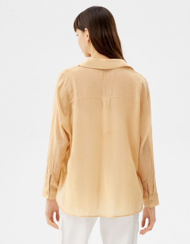 Oversize-Langarmhemd im rustikalen Look