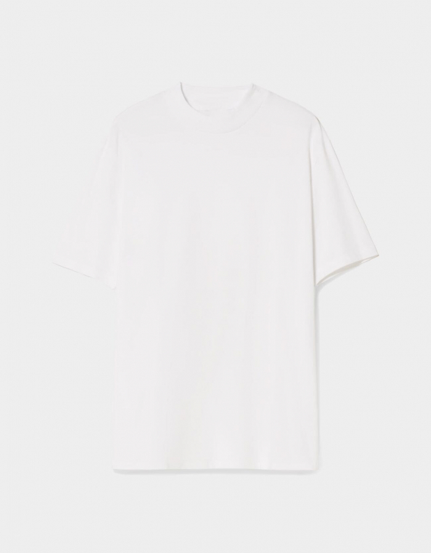 T-Shirt im Slim-Fit mit geripptem Stehkragen