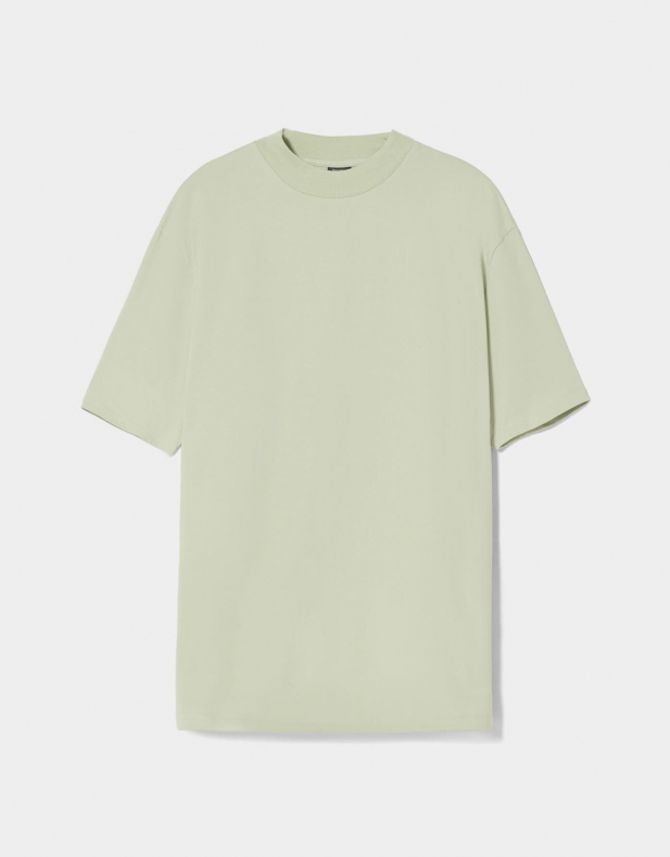 T-Shirt im Slim-Fit mit geripptem Stehkragen