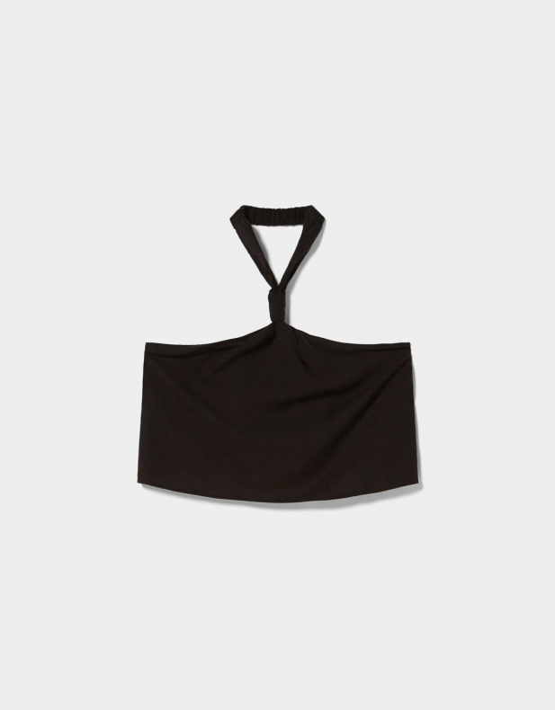 Cropped-Leinentop mit Neckholder